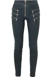 BEN TAVERNITI UNRAVEL PROJECT ZIP-DETAILED LEATHER SKINNY PANTS