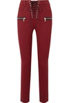 BEN TAVERNITI UNRAVEL PROJECT LACE-UP HOUNDSTOOTH WOVEN SKINNY PANTS