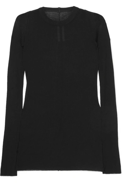 Rick Owens Ribbed Jersey Top In Black