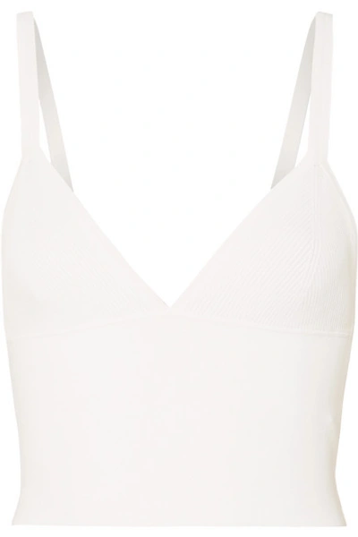 Dion Lee Density Cropped Ribbed-knit Top In Ivory