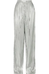 RODARTE PLEATED LAMÉ WIDE-LEG trousers