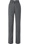 BALENCIAGA CHECKED WOOL AND SILK-BLEND WIDE-LEG PANTS