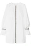 CAROLINA HERRERA CRYSTAL-EMBELLISHED COTTON-BLEND POPLIN MINI DRESS