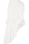 RODARTE ASYMMETRIC RUFFLED BRODERIE ANGLAISE COTTON SKIRT