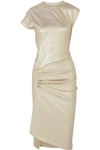 RABANNE RUCHED METALLIC STRETCH-JERSEY DRESS