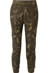 SPRWMN LEATHER-TRIMMED CAMOUFLAGE-PRINT SUEDE TRACK PANTS