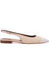 MALONE SOULIERS BIANCA COLOR-BLOCK LEATHER SLINGBACK POINT-TOE FLATS