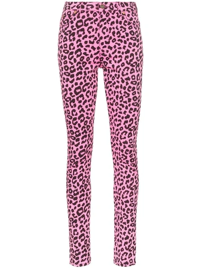 Gucci Leopard Print High-waisted Skinny Jeans In Pink