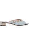GUCCI BLUE WOMEN'S CRYSTAL EMBELLISHED MULES,549623 9FK00