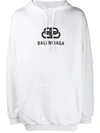 Balenciaga Bb Logo Graphic Hoodie In White