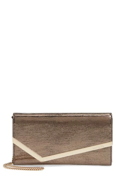 Jimmy Choo Emmie Metallic Lizard Embossed Leather Clutch In Anthracite