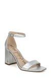 Sam Edelman Daniella Ankle Strap Sandal In Soft Silver Leather