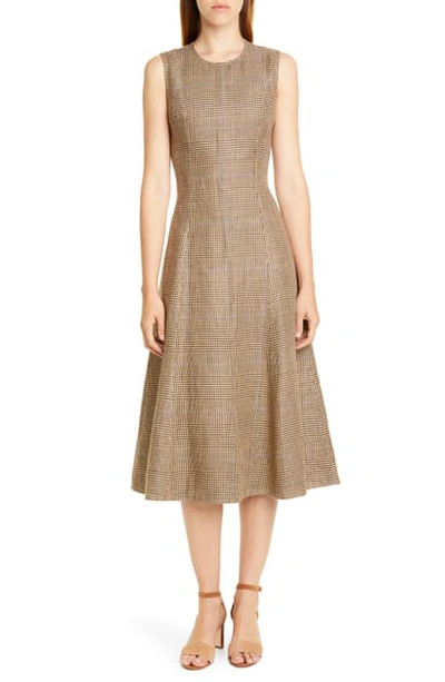 Polo Ralph Lauren Windowpane Plaid Sleeveless Cotton & Linen Dress In Multi