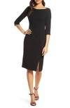 Black Halo Marissa Zip Slit Sheath Dress In Black