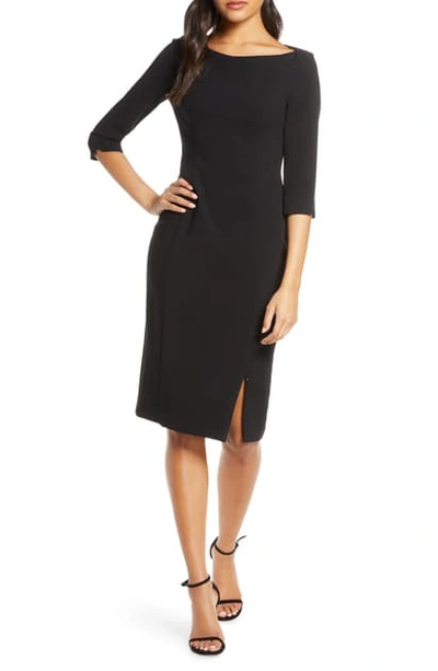 Black Halo Marissa Zip Slit Sheath Dress In Black