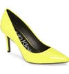 Calvin Klein 'gayle' Pointy Toe Pump In Yellow Patent Leather