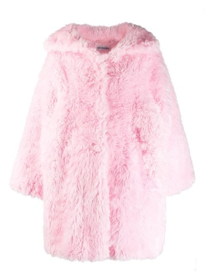 Balenciaga Oversized Fluffy Faux-fur Swing Coat In Pink