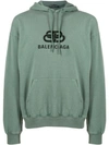 Balenciaga Oversized Logo-print Washed Loopback Cotton-jersey Hoodie In Green