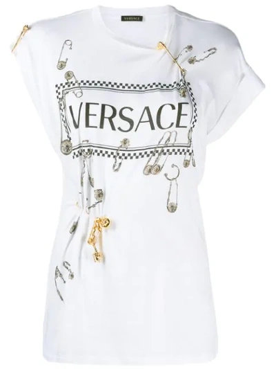 Versace Vintage Logo Safety Pin T-shirt In White