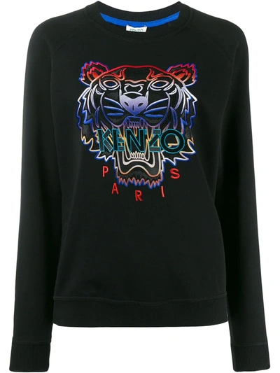 Kenzo Gradient Tiger Logo Pullover Sweatshirt In Black