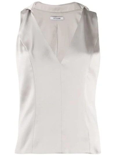 Styland Collared Waistcoat In Neutrals