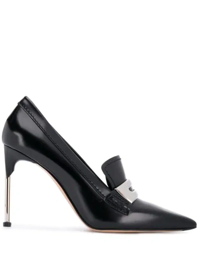 Alexander Mcqueen Pointed Toe Moccasin-style Pumps In Black/silver