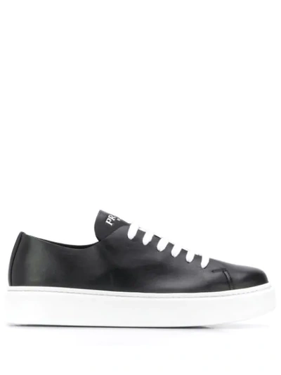 Prada Platform Low-top Sneakers In Black