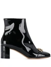 FERRAGAMO GANCIO VARNISHED BOOTS