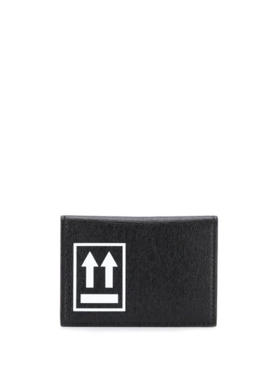 Off-white Sculpture Saffiano Leather Card Holder In Black