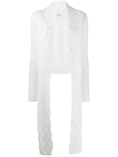 Loewe Asymmetric Braided Wool Cardigan In White