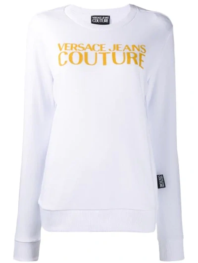 Versace Jeans Couture Caviar Logo Sweatshirt In White