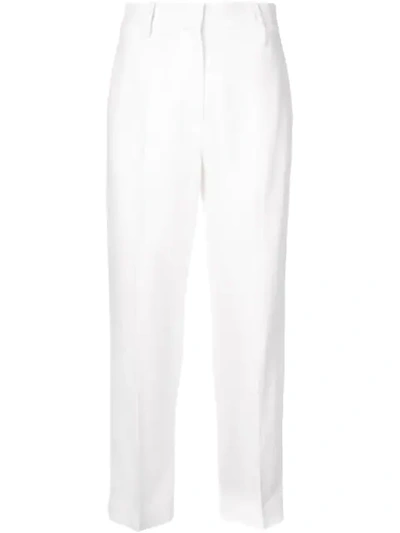 Khaite Catherine Cropped Twill Straight-leg Trousers In Ivory