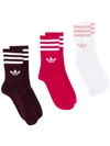 ADIDAS ORIGINALS ADIDAS MID-CUT CREW THREE-PACK SOCKS - 粉色