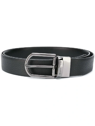 Ermenegildo Zegna Logo Buckle Belt In Black