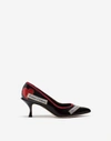 DOLCE & GABBANA POLISHED CALFSKIN PUMPS WITH DG LOGO TAPE PRINT