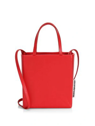 Alexander Wang Mini She.e.o. Leather Shopper In Red