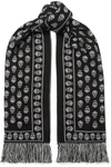 ALEXANDER MCQUEEN FRINGED WOOL AND SILK-BLEND JACQUARD SCARF