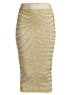 HERVE LEGER Zebra-Print Knit Lurex Pencil Skirt