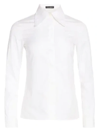 Dolce & Gabbana Point Collar Poplin Shirt In White