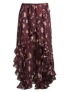 CAROLINE CONSTAS Adelle Floral Silk Ruffle Skirt