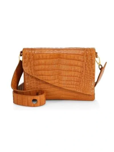 Nancy Gonzalez Large Olivia Crocodile Shoulder Bag In Cognac