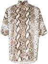 Pushbutton Snake-effect Faux Leather Shirt In Neutrals