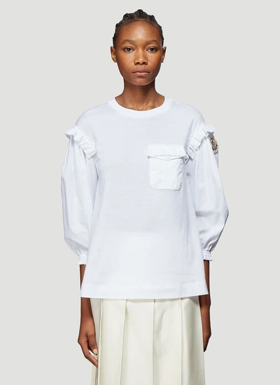 Moncler Contrast Sleeve Cotton T-shirt In White