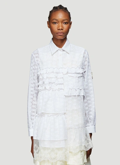 Moncler Camicia Broderie Anglaise Shirt In White
