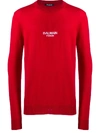 BALMAIN Wool Logo Sweater Red,SH13759K002