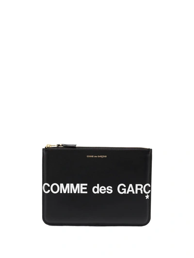 Comme Des Garçons Logo Print Pouch In Black