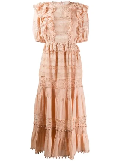 Ulla Johnson Guinivere Crochet-trimmed Broderie Anglaise Cotton-blend Maxi Dress In Peach