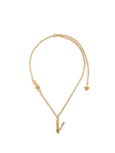Versace Barocco Letter Necklace In Gold