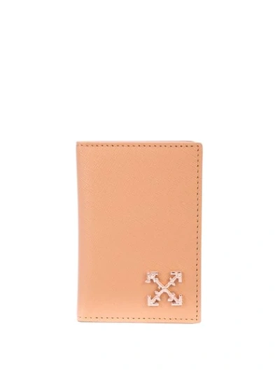 Off-white Neutral Women's Silver-tone Logo Plaque Wallet In 0300 Nude No Co