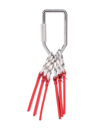 Off-white Red Women's Multiple Label Keyring In Metallic